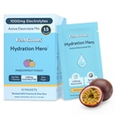 Sentez des produits Hydratation Hero, 1000mg Poudre d'électrolytes, Sans sucre, Magnésium, Aloe Vera organique, L Theanine, Vitamine C & B12, Keto, Vegan, Electrolyte Packets, Passion Fruit Punch, 15 Compte