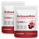 ITSDAWN Astaxanthin 12mg 2 Pack, Supplément antioxydant pour les yeux, soutien de la peau, source naturelle de microalgues, 240 Softgels
