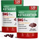 2Pack Suppléments Astaxanthine 12mg - Astaxanthine Premium pour l'oeil, le cerveau, la peau et le soutien immunitaire, source de microalgues, 240 Softgels