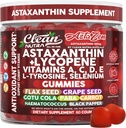 Nutraceutiques propres AstaZen Astaxanthin Gummies 12mg - avec Lycopène, Vitamines A C D E, L-Tyrosine et Sélénium - Gummies de soutien antioxydant - 60 Compte