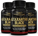 FREZZOR Astaxanthin Noir avec UAF1000+ Super Antioxydant, soutient la santé du coeur, des yeux et du cerveau, anti-âge soin de la peau et protection cellulaire, 12mg Astaxanthin par service, 180 Softgels, 3 mois d'approvisionnement