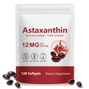 HUALIJIA Astaxanthine 12mg, 120 Softgels.Approvisionnement de 4 mois - Suppléments antioxydants pour l'astaxanthine - Supporte la circulation interne, la santé de la peau, les yeux, les articulations et la peau, facile à avaler, non-OGM