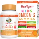 L'Oméga végétalien de MARYRUTH 3 Gommies pour enfants 2+, 2 mois d'approvisionnement, sans sucre, supplément Oméga 3 avec vitamine C, huile de lin, soutien immunitaire, nutriments essentiels ALA, Pas de goût de poisson, 60 Compte