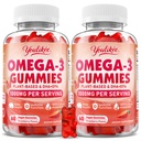 2 Pack Vegan Omega-3 Gommies 1000mg, Omega 3 Huile de poisson Alternative pour les adultes, base végétale DHA 460mg & EPA 230mg w/vitamine A, C, E, Fraise Flavor, 120 Nombre