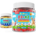 Enfant Vitamine D3 K2 Gommies 2 Pack + Omega 3 Gommies pour Enfants 2 Pack
