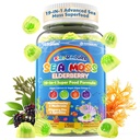 Mousse de mer + Gommies de mûrier pour enfants et adultes, 19-IN-1 Super nourriture avec Spiruline, Algae Omega 3, Algae Calcium, Ashwagandha, Champignon, Vitamines D3, C pour Immune, Gut, Os, Énergie, Cerveau, Vegan 60Cts