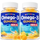 Vegan Omega 3 Gummies pour les enfants 4+: supplément naturel Omega-3 acide gras DHA EPA avec vitamine D3 B12 Probiotic Lutein Zinc pour la santé globale - Pas de poisson goût multivitamine pour les enfants(120Count)