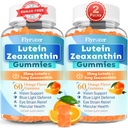 Lutéine sans sucre Gommies 25mg, Lutéine et Zeaxanthin suppléments pour la santé des yeux, 13-en-1 Formule de soins des yeux avec Omega-3 Bilberry Safran-Vision santé, souche des yeux, yeux secs,Vegan Orange Arôme 120 Cts