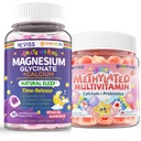 Kidsated Multivitamin mit Kalzium, Probiotika Vitamin D3 K2 + Magnesium Glycinat mit Kalzium gefüllten Gummis für Erwachsene und Kinder 4+, Schlafgummis Melatonin frei, Zuckerfrei