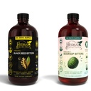 Schwarze Seed & Soursop Bitters Bundle – 2 x 32 oz Flaschen - 64-Tage-Versorgung – Vegane Bio-Krebstonik für Verdauungs- und Gesamt-Wellness – Kein Zucker, Made in USA.