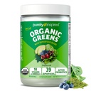 Mélange de smoothie de poudre de vert biologique purement inspiré, non aromatisé (30 portions) - Super Greens avec probiotiques, spiruline et chlorella pour la santé gustative et digestive - Vegan