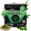Spiruline biologique + Poudre de vert de moringa biologique, sans gluten, végétalien, détox & digest, superaliments 30 portions fabriquées aux États-Unis