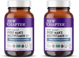 New Chapter Men’s Multivitamin 55+, Extra B6 & B12, D3, Astaxanthin, Vitamin C & Zinc, Immune, Heart, Cellular Energy, and Brain Health, Gentle on The Stomach,1 Daily, Non-GMO, 96 Tablets (Pack of 2)