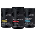 Sports Research® Antioxydant Support Pack w/Triple Strength Vegan Astaxanthin Supplément d'algues, d'huile de poisson Oméga-3 1250mg et de vitamine D3 5000iu et Mk7 Vitamine K2 avec noix de coco MCT Huile