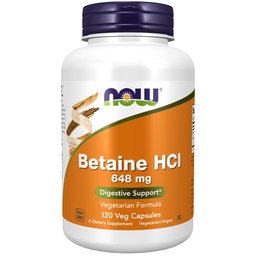 MAINTENANT compléments alimentaires, bêtaine HCl 648 mg, formule végétarienne, soutien digestif*, 120 gélules