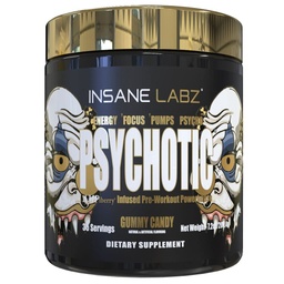 Wahnsinniges Labz Psychotisches Gold, hochstimulierendes Pre-Workout-Pulver, extrem langlebiger Energiefokus, Pumpen und Ausdauer mit Beta-Alanin, DMAE-Bitartrat, KEIN Booster (35 Portionen, Gummy Candy)