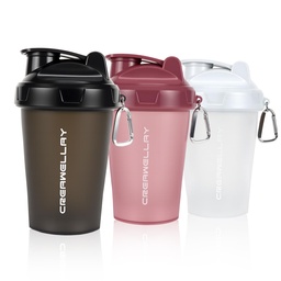 Bouteilles de shaker 3 packs pour mélanges de protéines, Bouteille de shaker 17 oz avec poignée, Gym tasses de shaker avec boule de mélange pour préentraînement, sans BPA et lave-vaisselle sans danger (noir, blanc, rose)