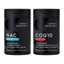 Sport Research® Antioxidant Support Pack - N-Acetyl L-Cystein (NAC) 600mg, CoQ10 100mg Enhanced w/Coconut Oil & Bioperine - Vegan · Non-GMO · Glutenfrei
