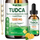 Supplément TUDCA 1200mg gouttes liquides, supplément de foie avec TUDCA, NAC, graines de chardon et de dandelion de lait, pour le soutien du foie, et Gallbladder Cleanse & Repair, sans sucre, végétalien, citron, 2 Fl Oz