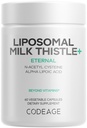 Codeage Lait Liposomale supplément Thistle+ - Silymarin de Silybum Marianum, NAC, Feuille d'artichaut, Racine de dandelion, Acide alpha lipoïque, BioPerine, Livraison liposomique - Non-OGM - 60 Capsules