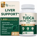 Migcopat 7-en-un TUDCA supplément, 3650mg avec le chardon de lait, NAC, acide alpha lipoïque, racine de dandelion, sels de bile TUDCA pour le nettoyage du foie et la désintoxication et la réparation, le flux de bile et le soutien digestif - 120 Capsules