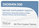 Dulac Diosmin 500, Micronized Diosmin Hesperidin Nahrungsergänzung 1000mg pro Portion, Pferde-Kastanien-Extrakt, Fleischer Broom & Red Grape-Extrakt, Beinzirkulation Unterstützung, 80 Tabletten, Made in Italy