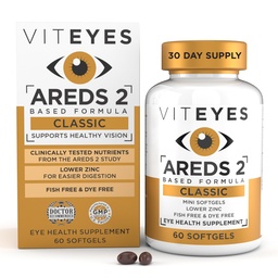 Viteyes AREDS 2 Classic Macular Health Formula Softgels, Eye Health Vitamin for Vision Protection, Lower Zinc, Eye Vitamins, Macular Vitamins, Beta-Carotene Free, 60 Softgels
