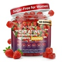 Gommies de créatine pour les femmes, 5000mg Pré-entraînement Muscle force et soutien énergétique, 0 Gommy de créatine de sucre avec L-Taurine, Zinc, B12 B6, Fraise Flavor, Vegan - 120 Gommies