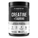 Creatine d'usine Jacked + Taurine - Créatine monohydraté 5000mg avec Taurine 2000mg pour augmenter la force musculaire et l'hydratation cellulaire - 60 portions, non aromatisées