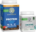 Creatine Powder & Chocolate Organic Plant Based Protein Powder Set | Bundle & Save | Vegan Organic Protein plus Unflavored Creatine Monohydrate (60 Servings Unflavored, 32 Servings Chocolate)