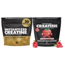 Gains dans le bundle de créatine en vrac, poudre de pré-entraînement soluble, soutient la construction musculaire, la force et la performance, non aromatisé et framboise, 60 portions