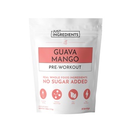 JUST INGREDIENTS Pre-Workout – Guava Mango | 30 Servings | Pre-Workout with Caffeine | BCAA Blend, Beta Alanine, Citrulline Malate, Ginseng, Maca Root, Taurine | Supports Energy, Endurance & Focus*