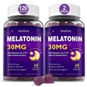 Melatonin 30mg Gummis für Erwachsene - Zuckerfreie Melatonin-Gummie Maximale Stärke mit Magnesium, B6, GABA & Botanical Blend - Nicht-Habit-Bildung, Vegan, Nicht-GVO, natürlicher gemischter Beerengeschmack