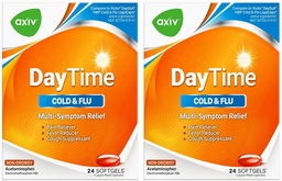 AXIV Daytime Cold & Flu Medicine Non-Drowsy Softgels, 24 Count (2 Pack)