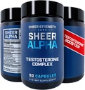 Sheer Strength Labs Testosterone Booster T-Booster for Men - Clinically Backed Dose, Strongest Formula - Made in USA - Premium Blend of Fadogia Agrestis Tongkat Ali and Shilajit. 30 Servings