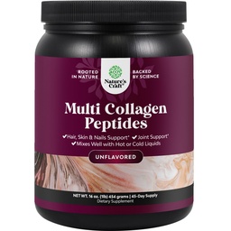 Natures Craft Multi Collagen Protein Pulver für Frauen und Männer - Keto hydrolysierte Collagen Peptide 45 Servierungen Haar Haut und Nägel Vitamine - Unflavored Bovine Typ 1 3 für Knochen Joint Support