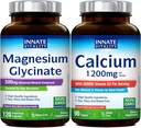 Innate Vitality Magnesium Glycinate 500mg & Calcium 1200mg with D3 5000IU Bundle | High Absorption Supplements for Nerve Health, Bone Strength & Immune Support | Non-GMO, Gluten-Free | 120 Capsules +
