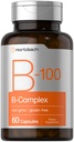 Horbäach B-100 Vitamine complexe de 60 capsules Supplément sans OGM et sans gluten