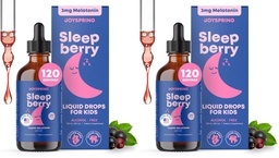JoySpring SleepBerry - Kids Melatonin Liquid - 3MG Melatonin with D3 and Elderberry - Sugar-Free Liquid for Kids & Teens – Gentle Natural Sleep Support Formula (4 fl oz) (Pack of 2)