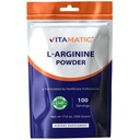 Vitamatic L-Arginin reines Pulver 500 Gramm | Unflavored | Non GMO | Glutenfrei | Keine Zusatzstoffe | 5000mg Pro Servieren | 100 Servierungen