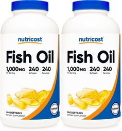 Nutricost Huile de poisson Oméga 3 Softgels avec EPA & DHA (1000mg d'huile de poisson, 560mg d'oméga-3), 240 Softgels, non-OGM, sans gluten. (Pack of 2)