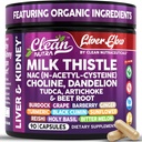 Nettoyer le lait biologique Nutra supplément de chardon de foie Nettoyer la désintoxication et la réparation + NAC Choline Dandelion racine TUDCA Artichoke Beet Root Burdock Basil Holy Rein & Liver Support 90 Capsules végétaliennes