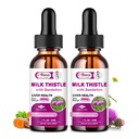 Soins de santé du foie Liquide 2 Pack 600mg Thistle de lait 80% Extrait de silymarin et 250mg Extrait de racine de dandelion, Nettoyez le foie Détox et réparez formule de foie gras, végétalien, non-OGM et tout-naturel