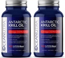 100% Pure Krill Oil 1000MG 120-Day Supply Double Strength 56% Phospholipides Astaxanthin Sustainable Antarctic SuperbaBoost Omega 3 EPA DHA Heart Soins de la peau du cerveau, Troisième partie testée, Pas d'huile de poisson