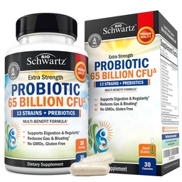 Probiotika 65 Milliarden - Probiotika mit Präbiotika für Frauen und Männer - Lactobacillus Acidophilus Verdauungskapseln - Gezielte Freisetzungstechnologie - Regal stabile Ergänzung Nicht-GVO-Milch-frei-30ct