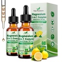 2 Pack 12-in-1 Magnesium Complex Liquid Drops, Chelated Magnesium Citrate Glycinate Taurate Malate Aspartate w. Ashwagandha Theanine D3 & Zinc for Relaxation Sleep Immune Health & Muscle Function.