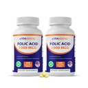 Acide folique vitamatique 1000 mcg (1 mg) – 240 comprimés végétariens (paquet de 2) 1667 mcg DFE – Vitamine B9 pour la santé prénatale, cardiaque et cellulaire