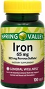 Spring Valley - Fer 65 mg, 100 comprimés