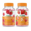 Magnésium vivace + Vitamine D 5000 UI, Gommies Bundle - Grand Dégustation, Supplément de vitamine, Sans gluten, Sans OGM, Gommy à croquer