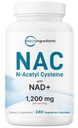 Micro Ingredients NAC with NAD+, 240 Vegetarian Capsules | 1,200 mg Per Serving | 2-in-1 N-Acetyl-L-Cysteine with Nicotinamide Adenine Dinucleotide | Non-GMO, cGMP Manufactured
